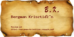 Bergman Krisztián névjegykártya